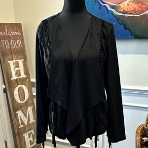Colleen Lopez Black Suede look Draped Jacket